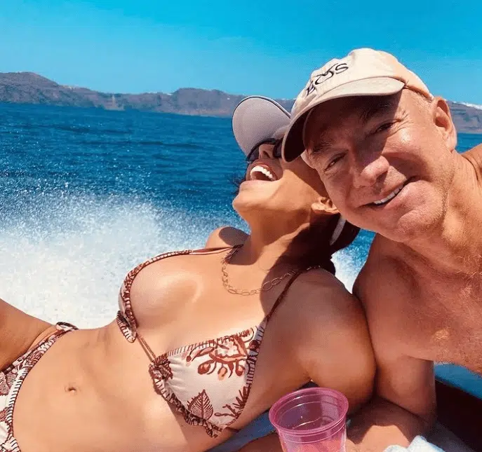 Jeff Bezos and his girlfriend, Lauren Sanchez, relax on a yacht.