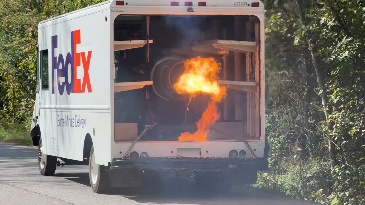 WhistlinDiesel builds jet-engine-swapped 3,000HP FedEx truck to perform 'same-minute delivery'