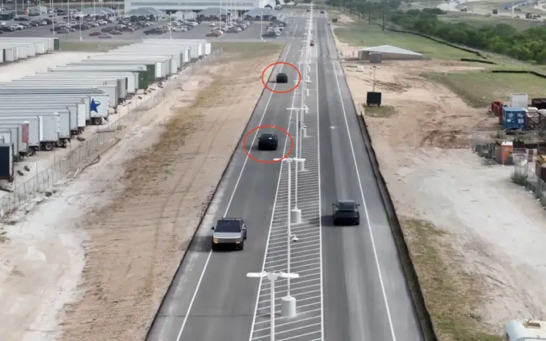 The factory at Giga Texas has seen two mysterious vehicles following a Tesla Cybertruck.