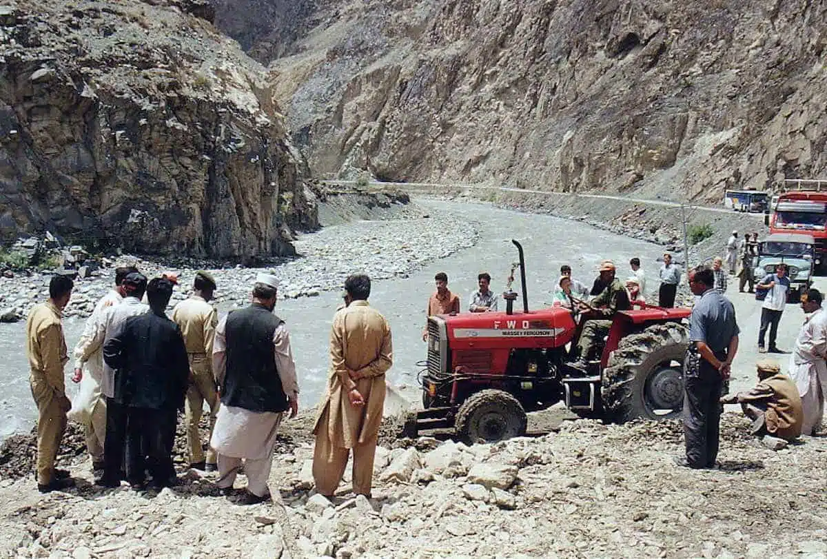 Landslide on the Karakoram Highway in Pakistan