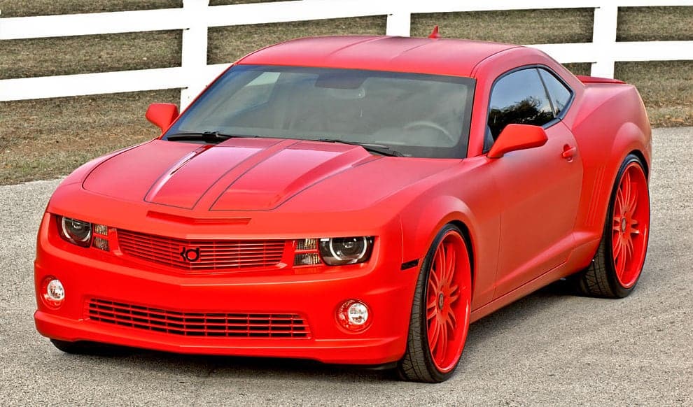 Matte red Chevrolet Camaro SS customized for Kevin Durant