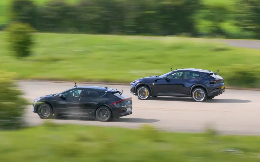 Kia EV6 GT EV versus Ferrari Purosangue SUV in drag race