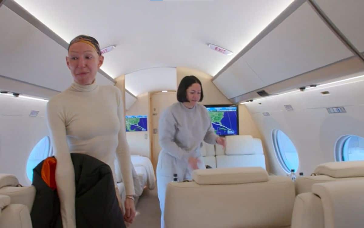 Kim Kardashian's friends on board her private jet.