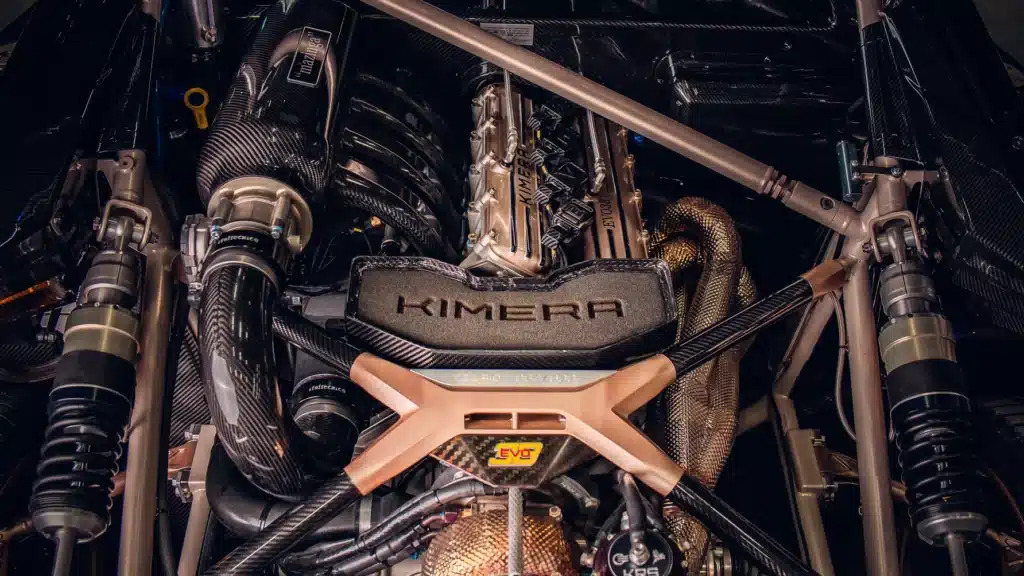 The Kimera Evo38 comes with a fantastic, 592bhp engine - and it is turbocharged AND supercharged.