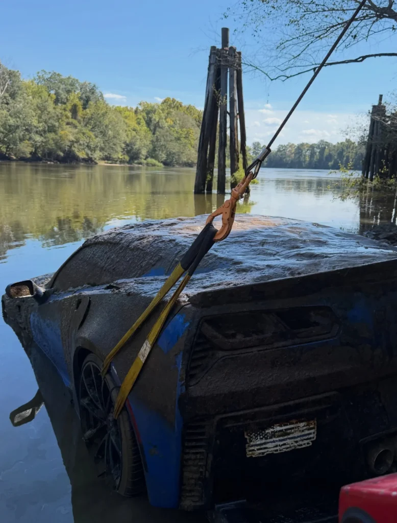 Stolen C7 Corvette Grand Sport discovered submerged in a Georgia river five years after disappearing and its condition has people surprised