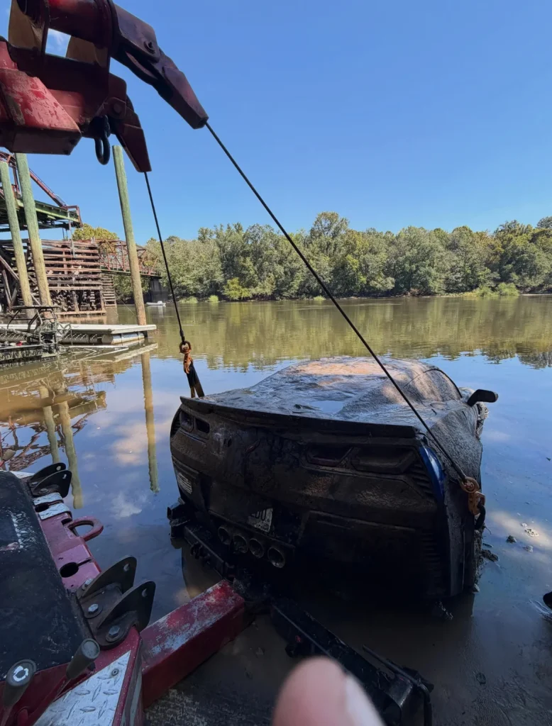 Stolen C7 Corvette Grand Sport discovered submerged in a Georgia river five years after disappearing and its condition has people surprised