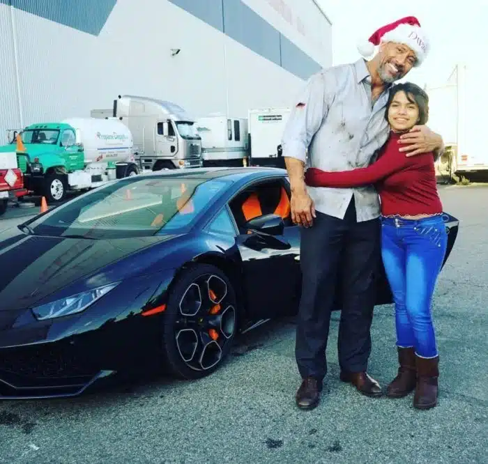 Dwayne 'The Rock' Johnson with his Lamborghini-Huracan