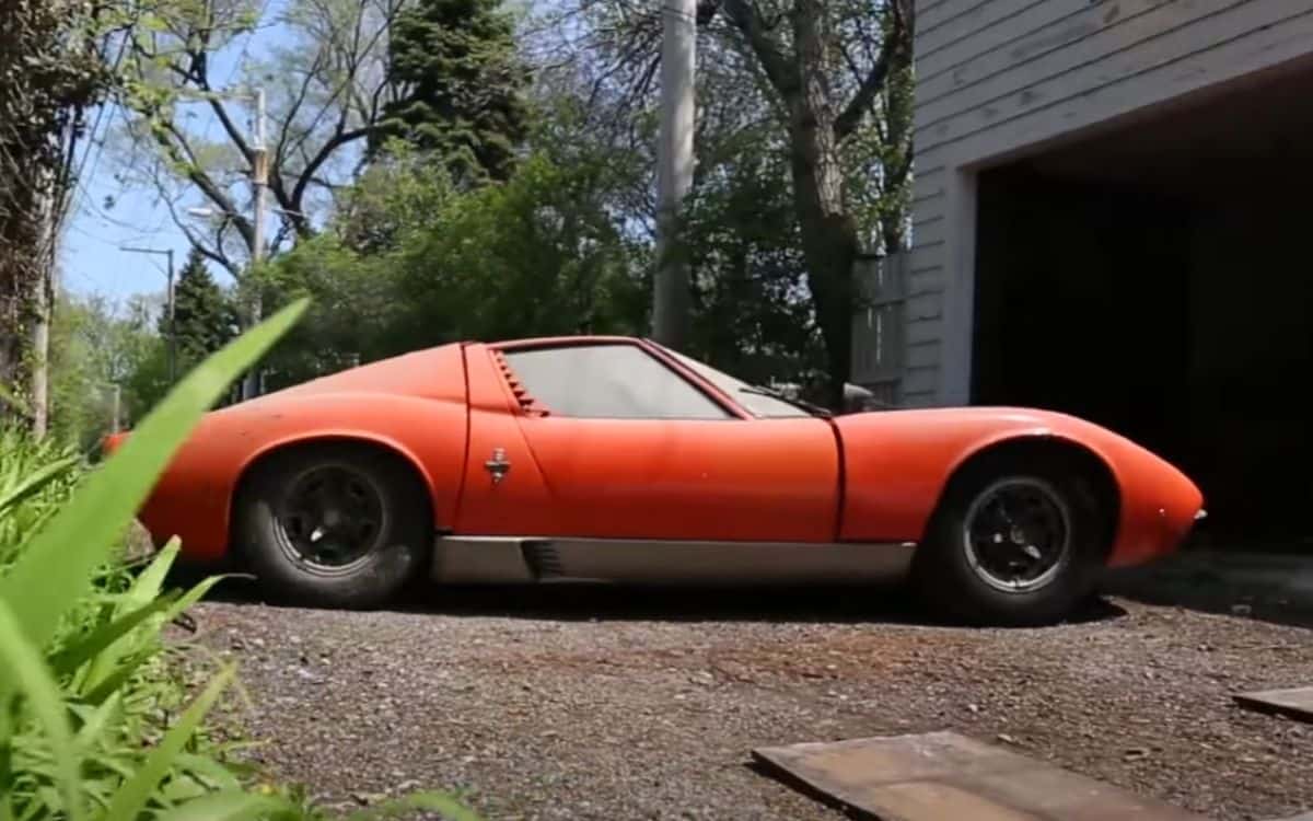 A Lamborghini Muira was found abandoned in a barn.