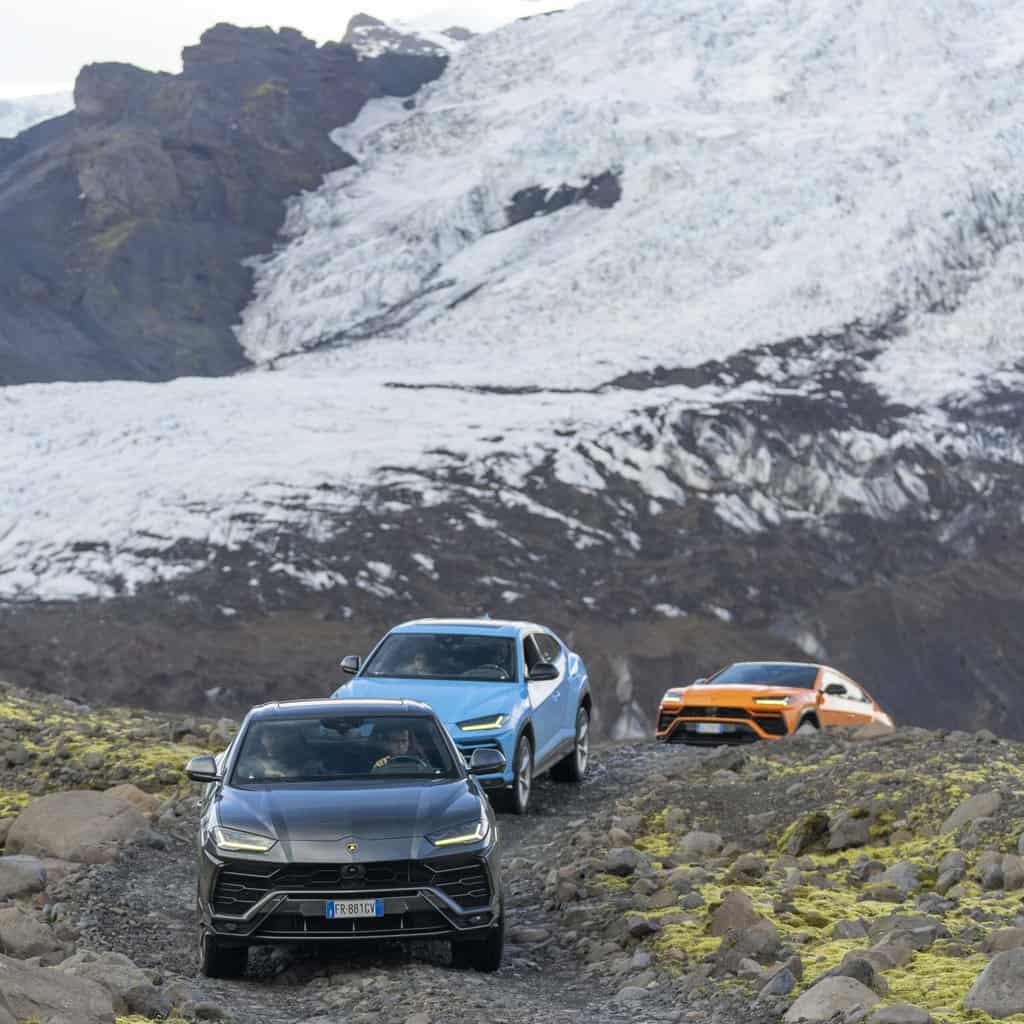 Lamborghini Urus convoy through Iceland