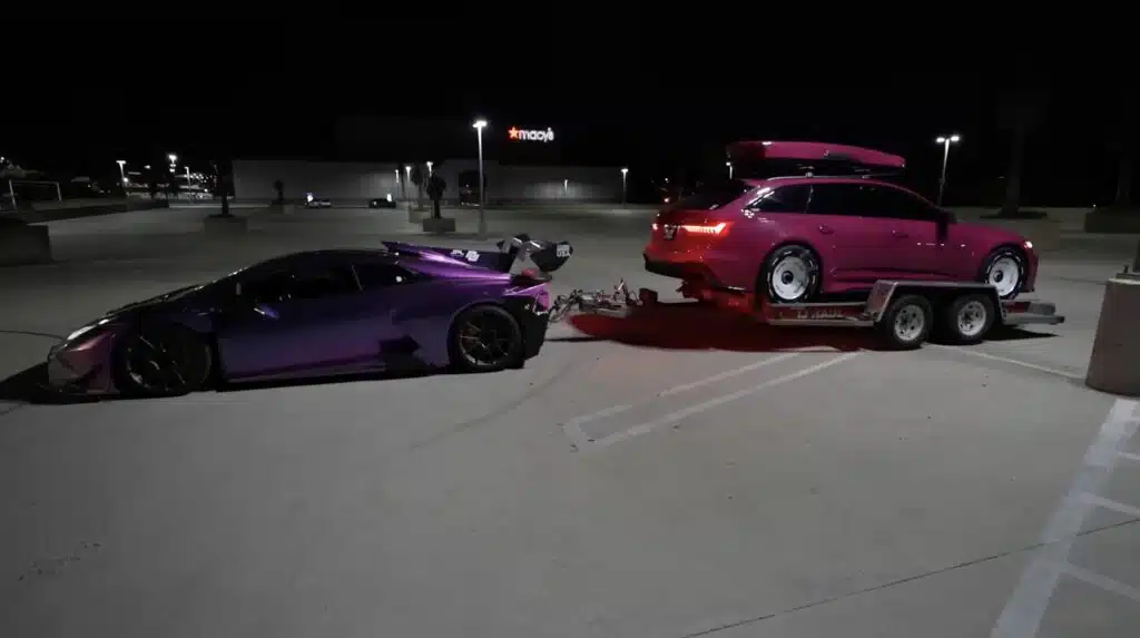 Lamborghini towing Audi