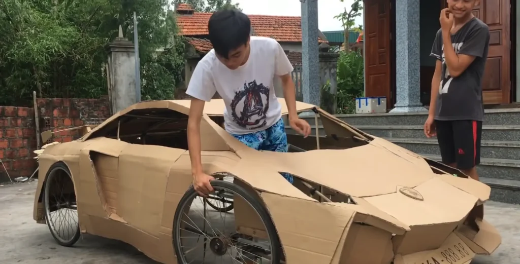 Lamborghini made from cardboard
