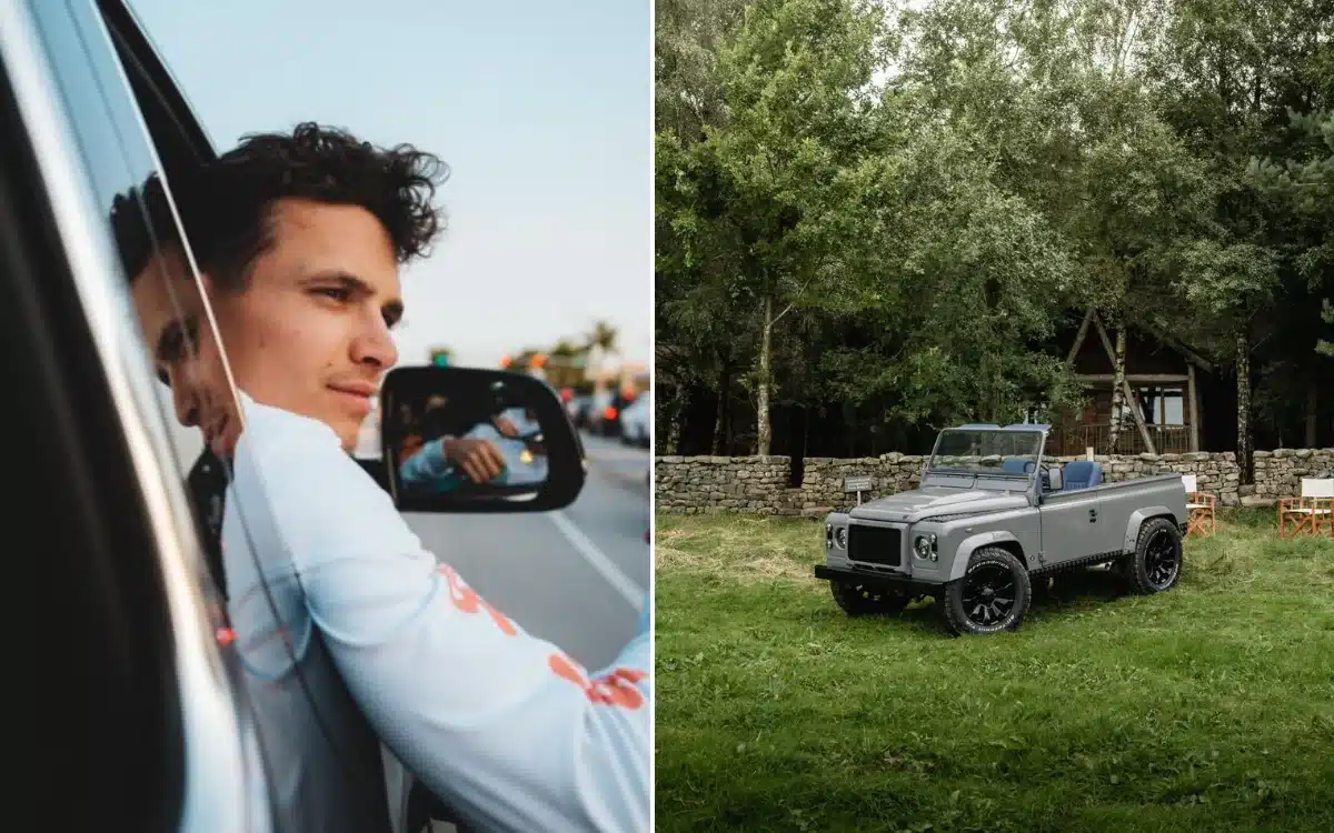 Lando Norris has a convertible Land Rover Defender with a pizza oven