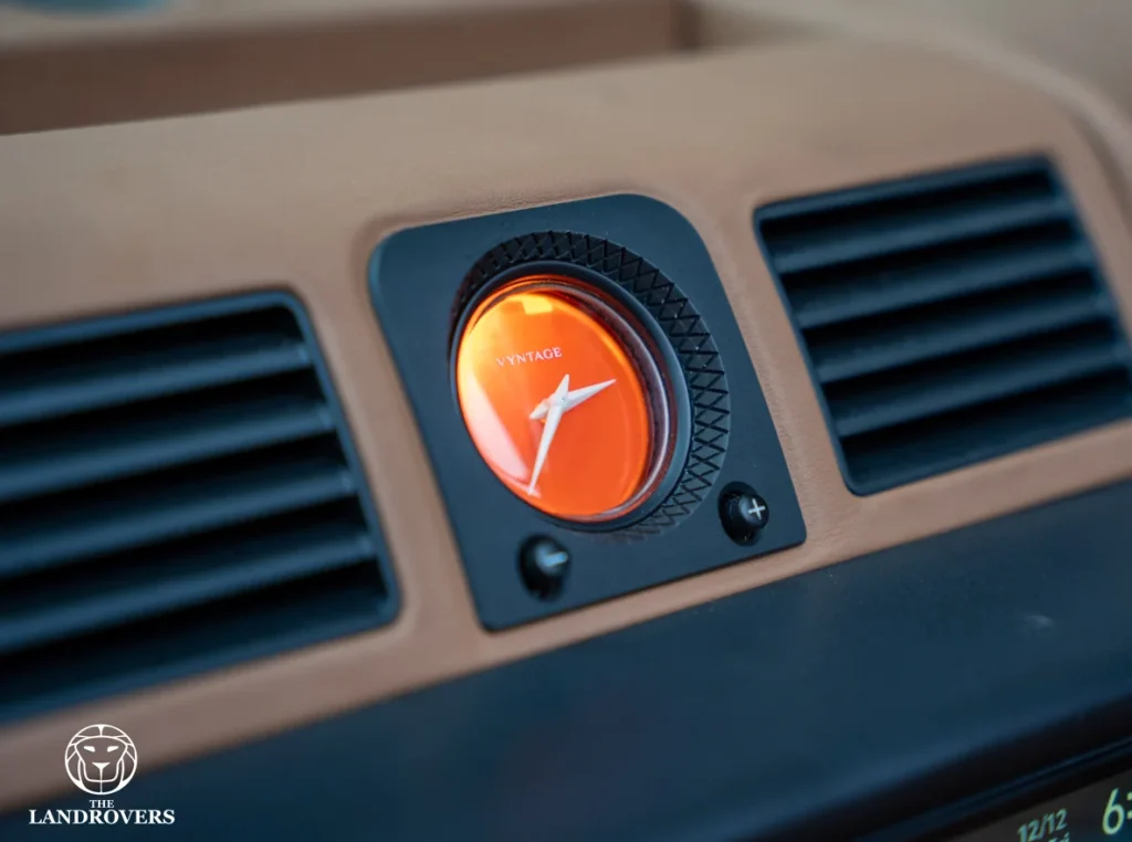 This custom Defender from Amsterdam has a Corvette V8, a vintage clock from the owner's brand and was designed to conquer Duba