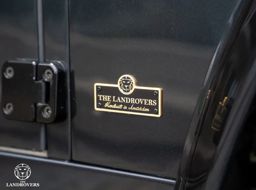 This custom Defender from Amsterdam has a Corvette V8, a vintage clock from the owner's brand and was designed to conquer Duba