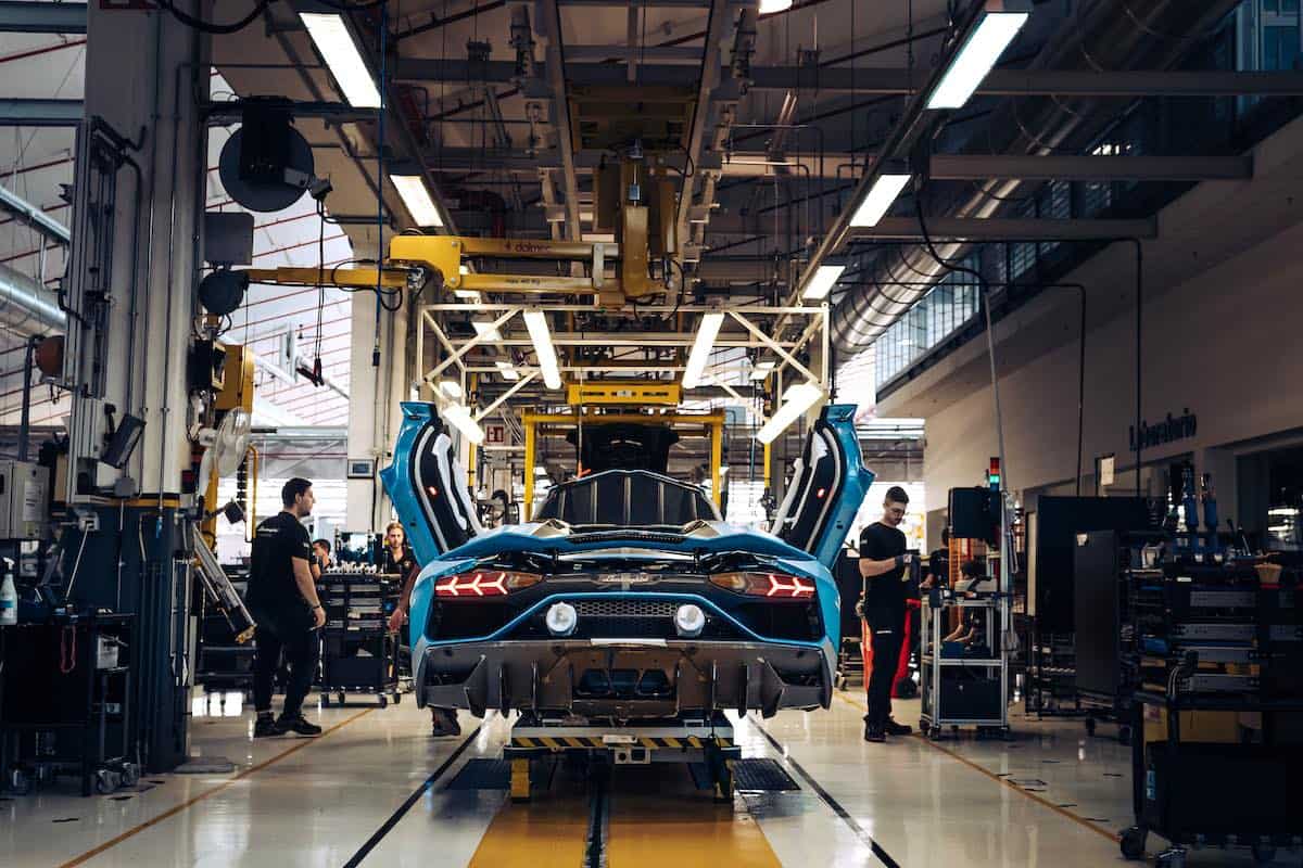 The last Lamborghini Aventador on the production line