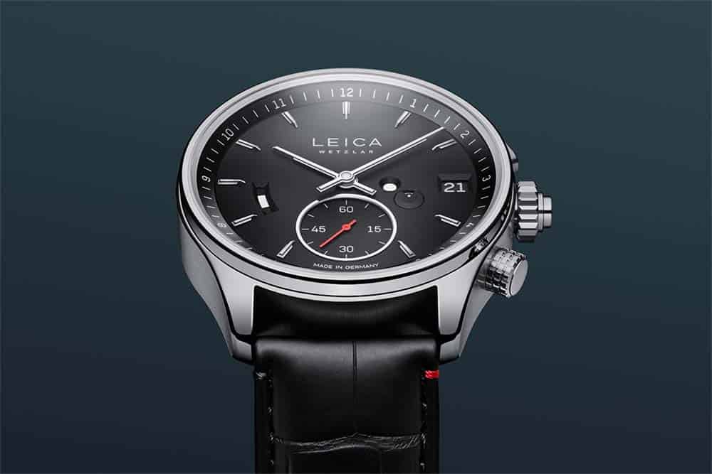 Another angle of the Leica watch, this time showing more details of its face.