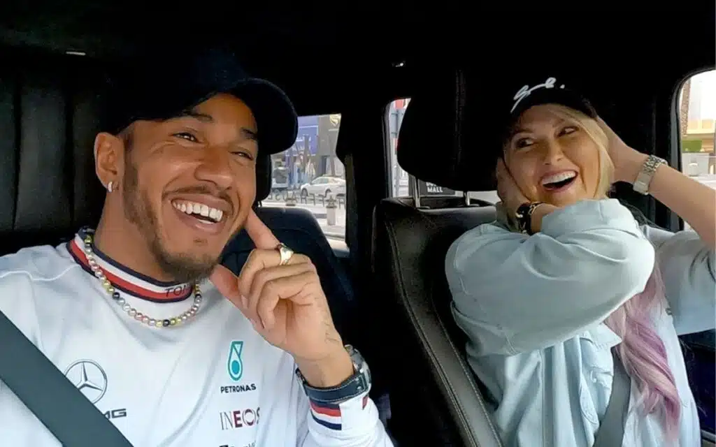 Lewis Hamilton with Supercar Blondie's Alex Hirschi