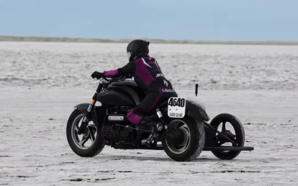 Liane Langlois hit 136mph at Bonneville, becoming the first Canadian woman to claim a motorcycle land speed record