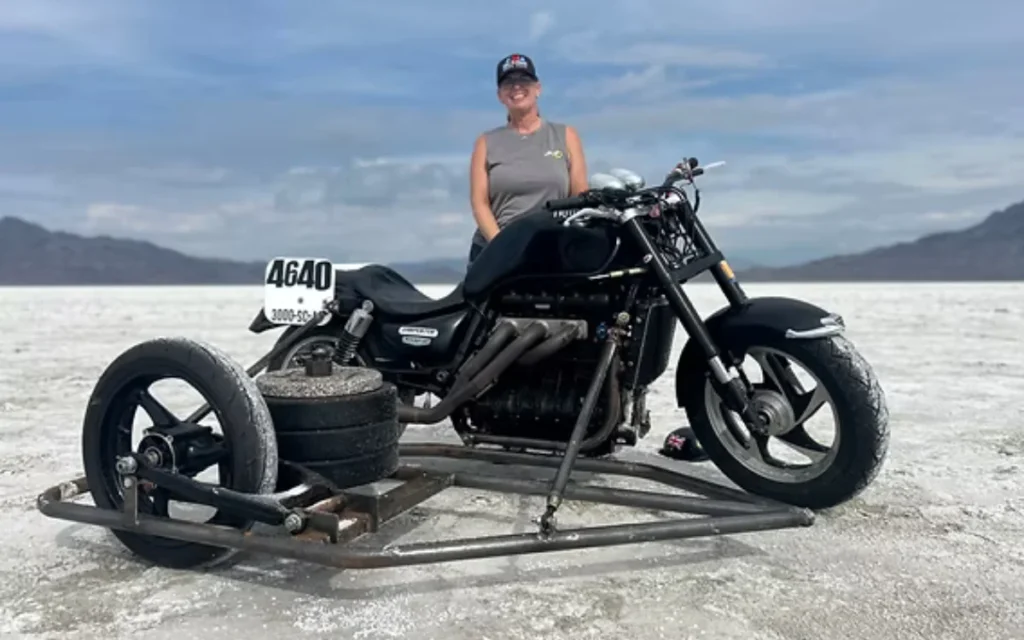 Liane Langlois hit 136mph at Bonneville, becoming the first Canadian woman to claim a motorcycle land speed record