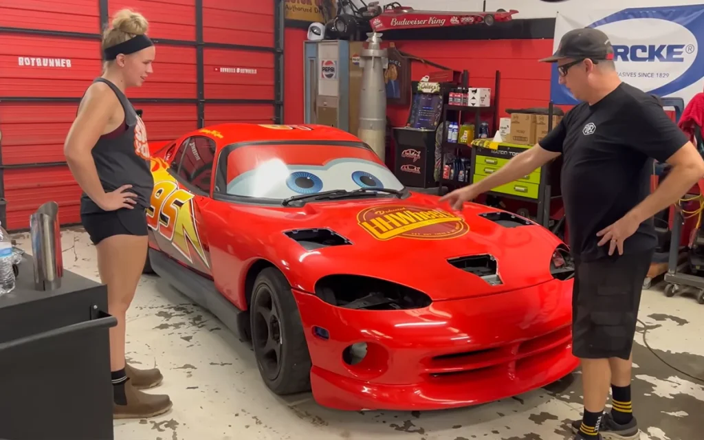 The South Carolina father-daughter YouTube creators on HHWheels have given a Dodge Viper the ultimate Lightning McQueen makeover to bring the icon back to life