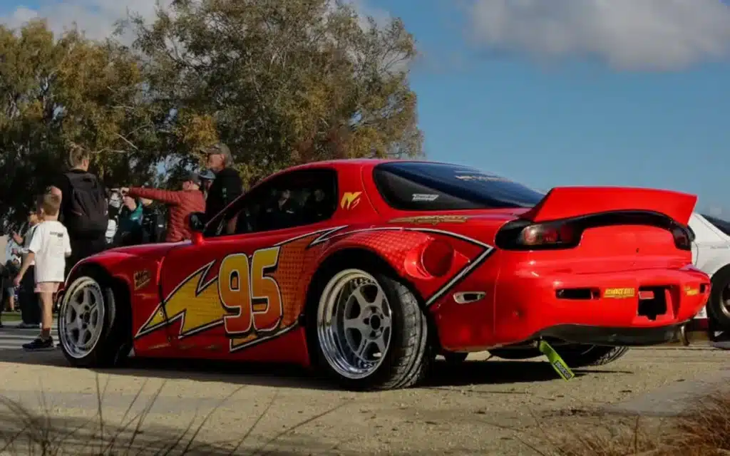 Lightning McQueen comes to life as a Mazda RX-7 drift machine with the coolest style