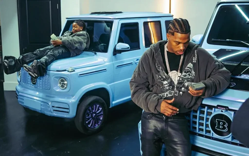 American rap artist Lil Baby bought a set of mini-and-me Brabus Mercedes G-Wagen trucks for his son to celebrate his new single Violation