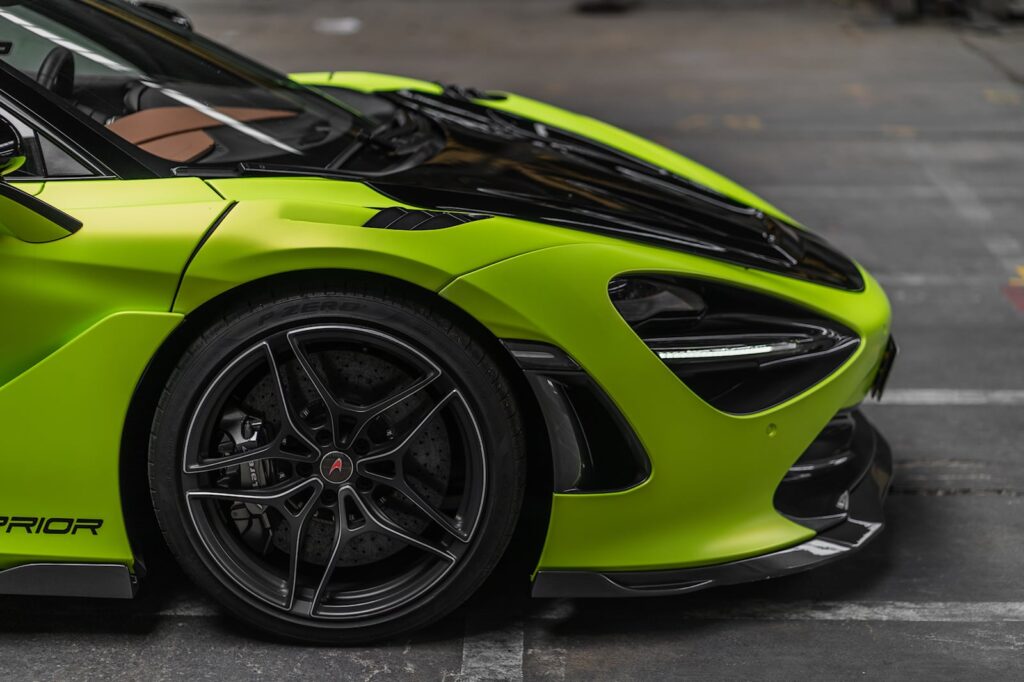 Lime green McLaren 720S hood