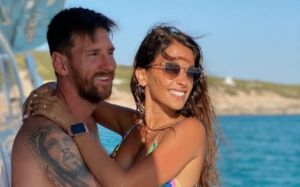 Lionel Messi and his partner, Antonela Roccuzzo, are pictured.