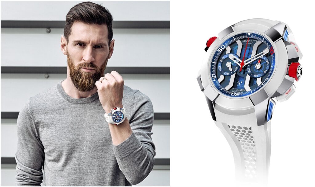 Lionel Messi wearing a Jacob watch