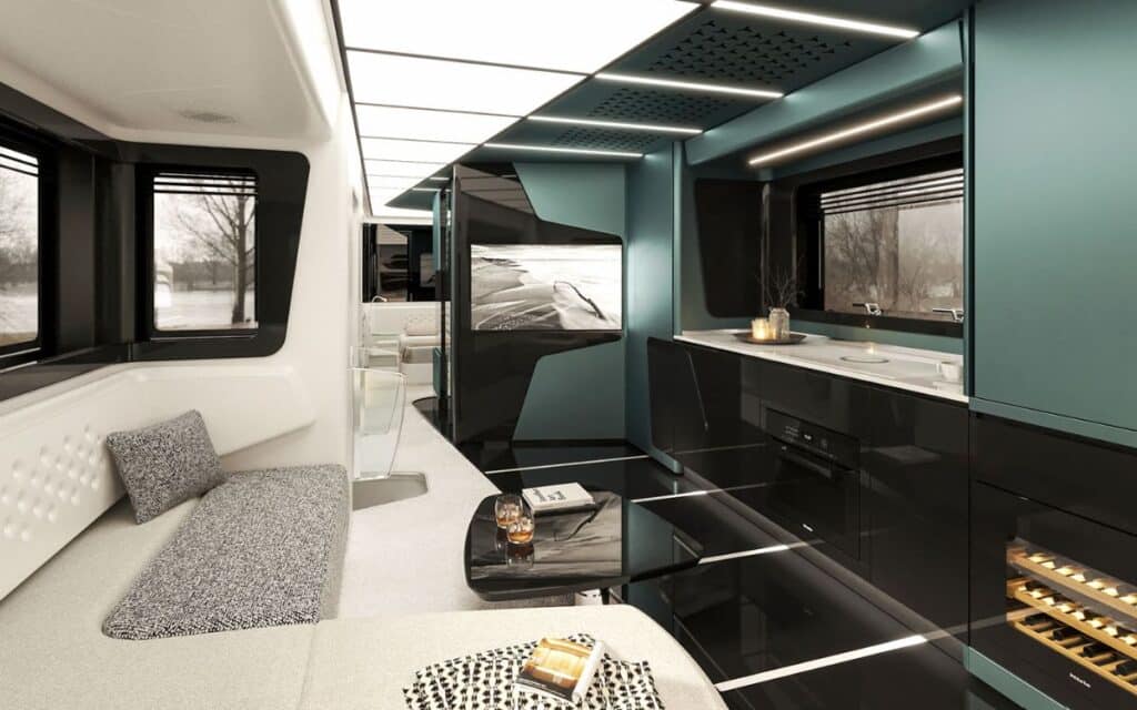 Interior of luxury RV by Dembell