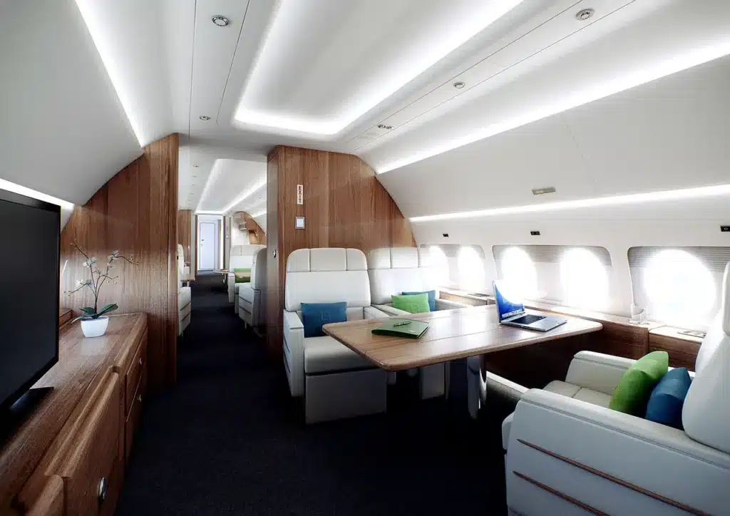 Luxury and interior comparison of earlier and modern private jet