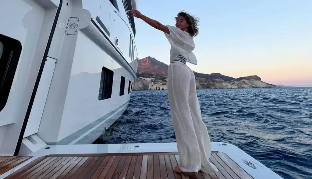Madame Web and Euphoria star Sydney Sweeney is having a blast aboard Synthesis superyacht, a 242-foot boat