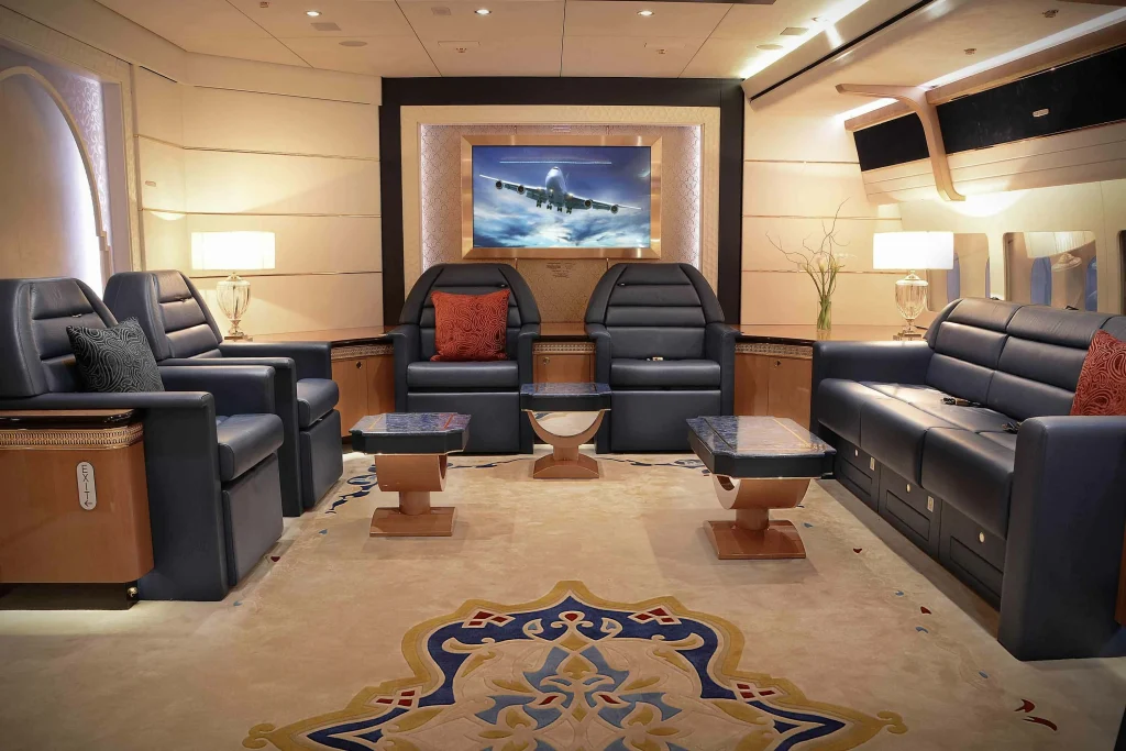 Anonymous billionaire Sheikh spent $450,000,000 transforming his Boeing 747 into what looks like a flying palace