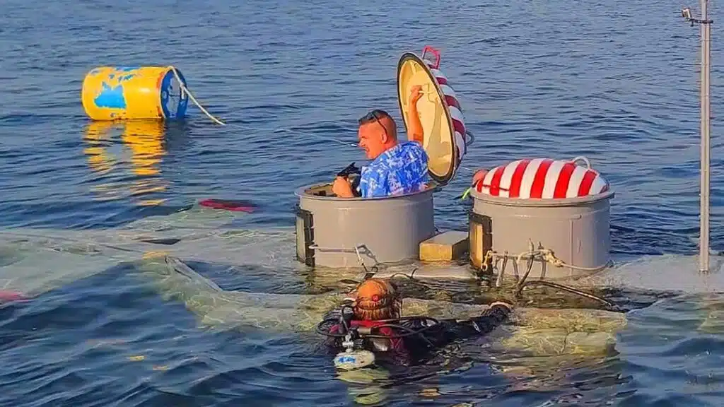 Man built a homemade submarine and then dived it for the first time publicly in amazing achievement