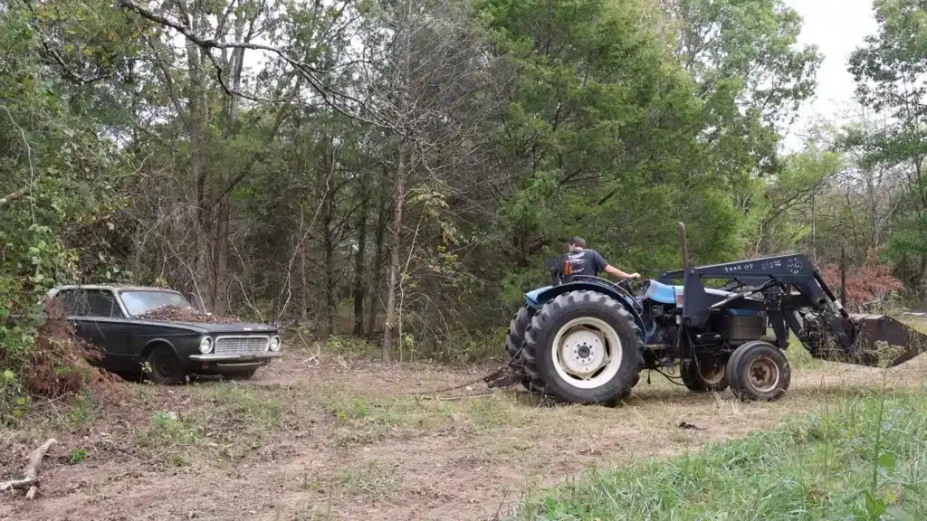 Man-bulldozed-a-path-through-forest-to-get-dumped-Plymouth-Valiant-that-had-military-secrets-inside