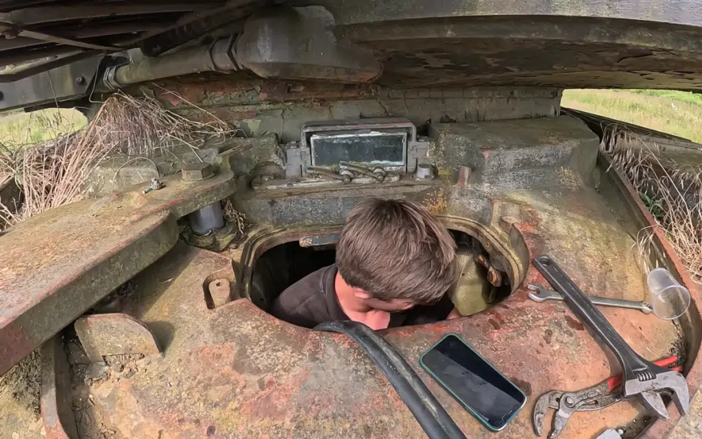 Man found an abandoned tank and worked on it to see if itd finally run