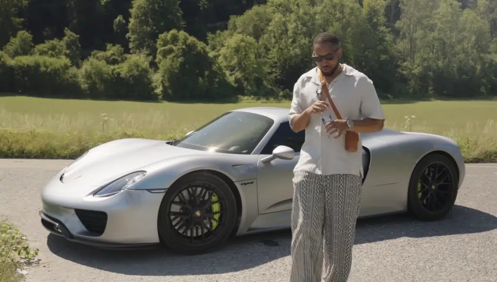 A Porsche 918 hybrid hypercar is delivered in a surprise moment before joining a Goodwood convoy for its first proper drive on public roads