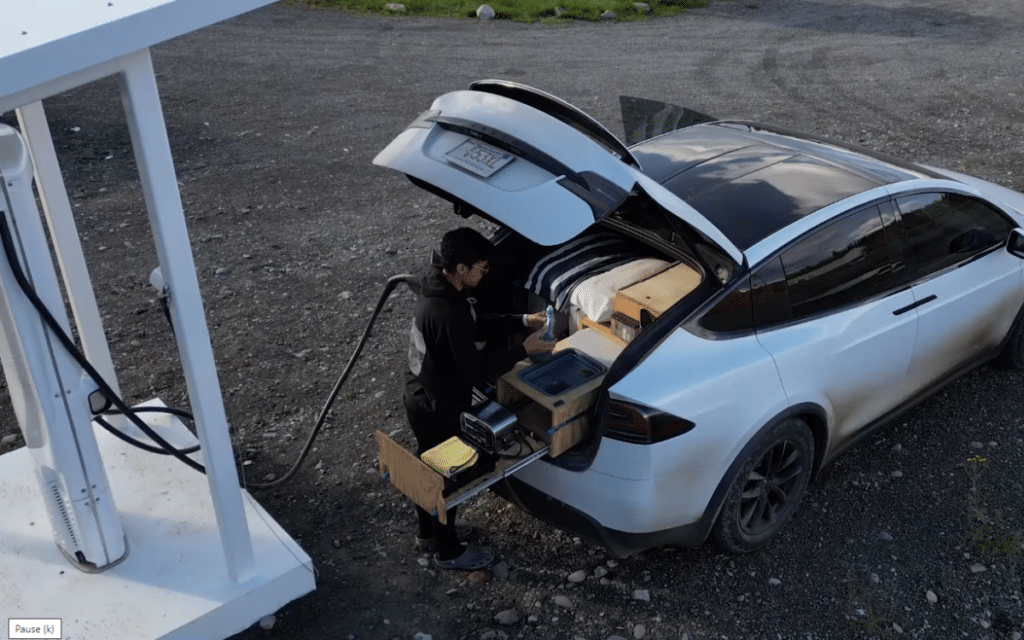 Man turned a Tesla Model X into an unbelievable mobile home