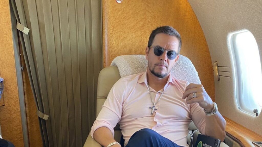 Mark Wahlberg on his private jet