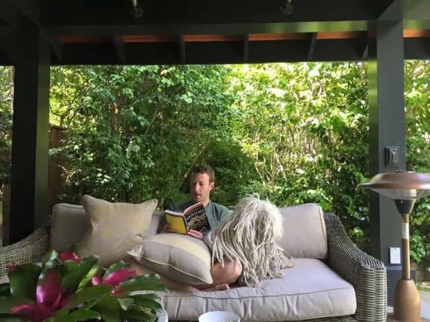 Facebook founder Mark Zuckerberg relaxing at home.