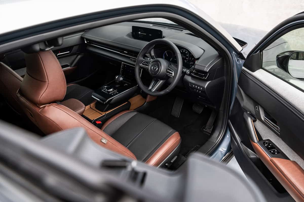 2021 Mazda MX-30 Interior with trim made of cork and recycled PET bottles