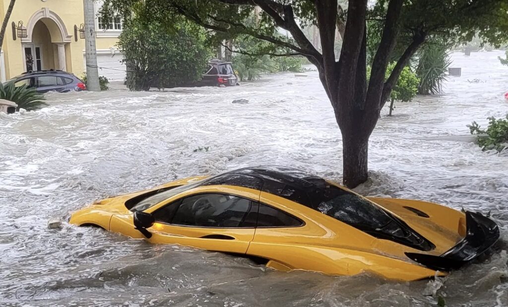 McLaren P1 flood waters