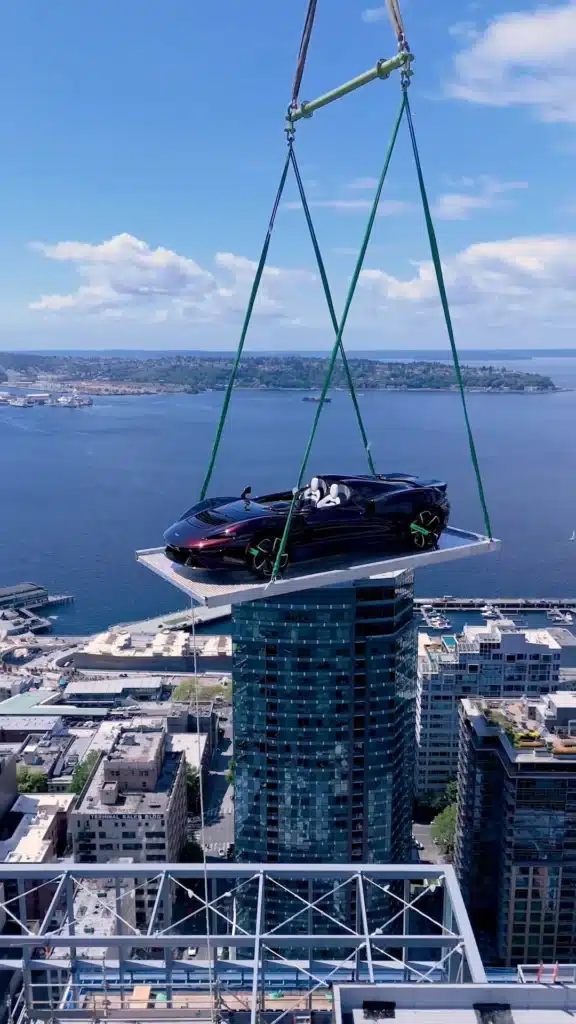 McLaren-gets-lifted-48-stories-to-a-Seattle-penthouse