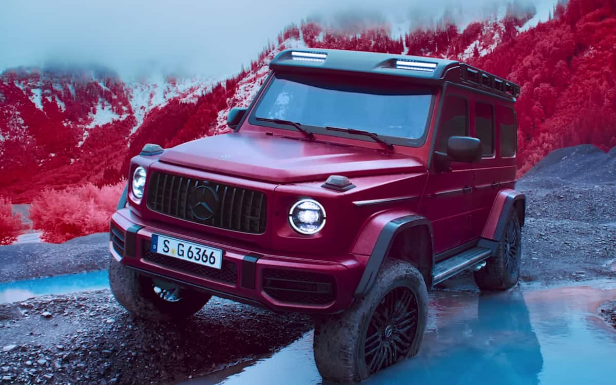 The Mercedes-AMG G-Wagen 4x4 Squared in red.