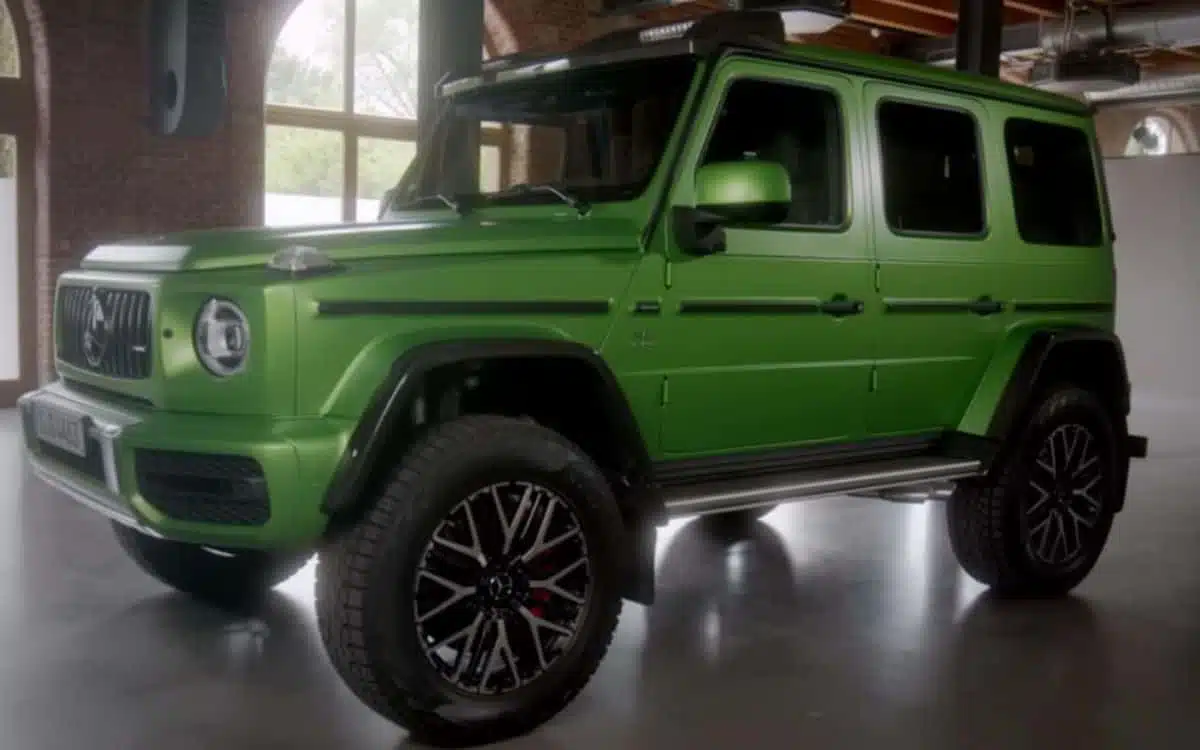 The Mercedes G-Wagen pictured in green.