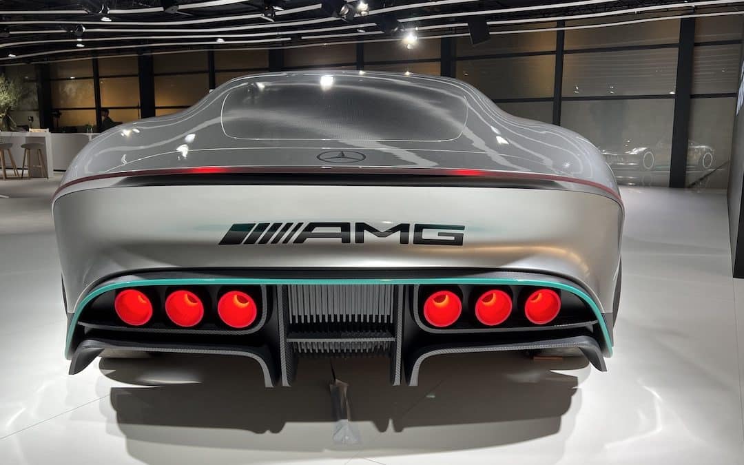 Mercedes AMG’s first fully electric supercar has red exhaust pipes!