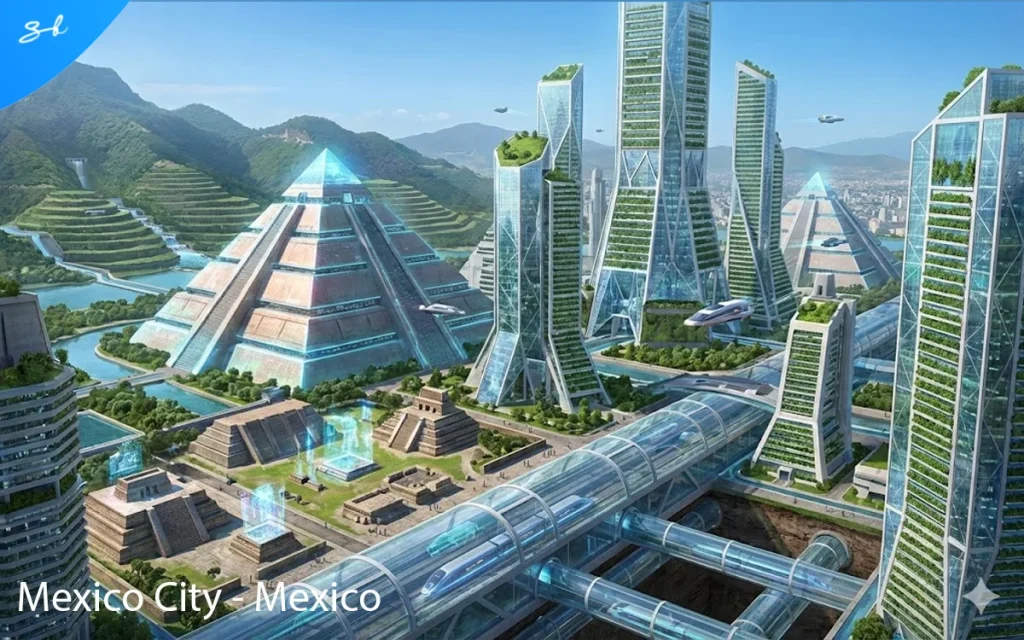 We asked AI to predict what the 20 most populated cities will look like in the year 5000, and this is the technological paradise it created