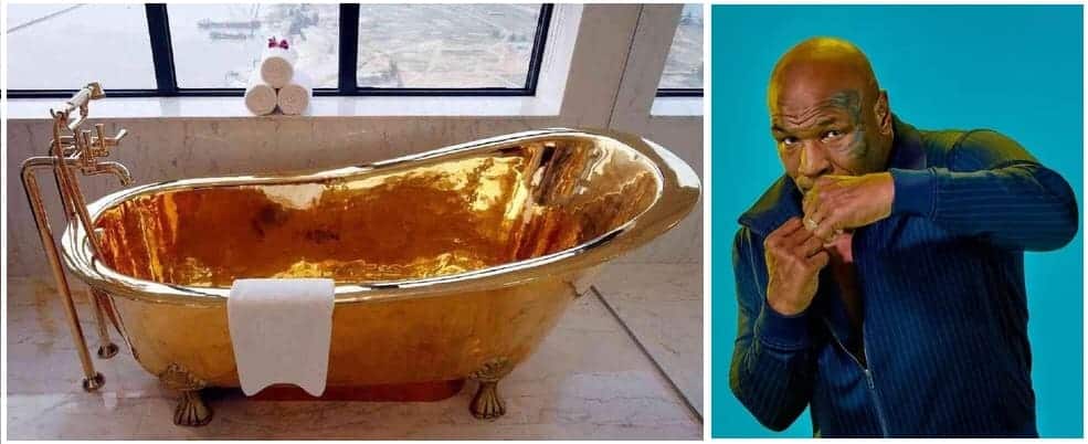 Mike Tyson and his gold bathtub