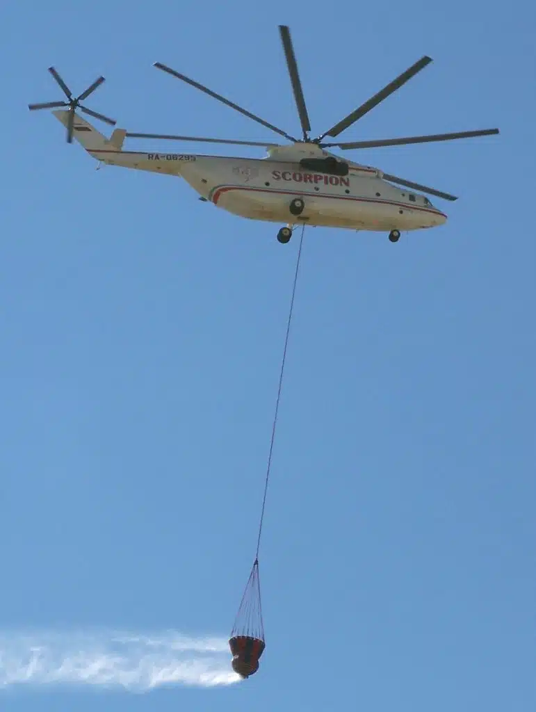 A Greek Mil Mi-26 carrying out firefighting duties over Athens.