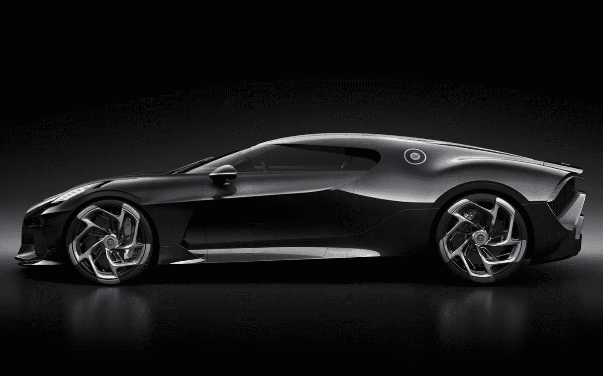 The side profile of the most expensive Bugatti.